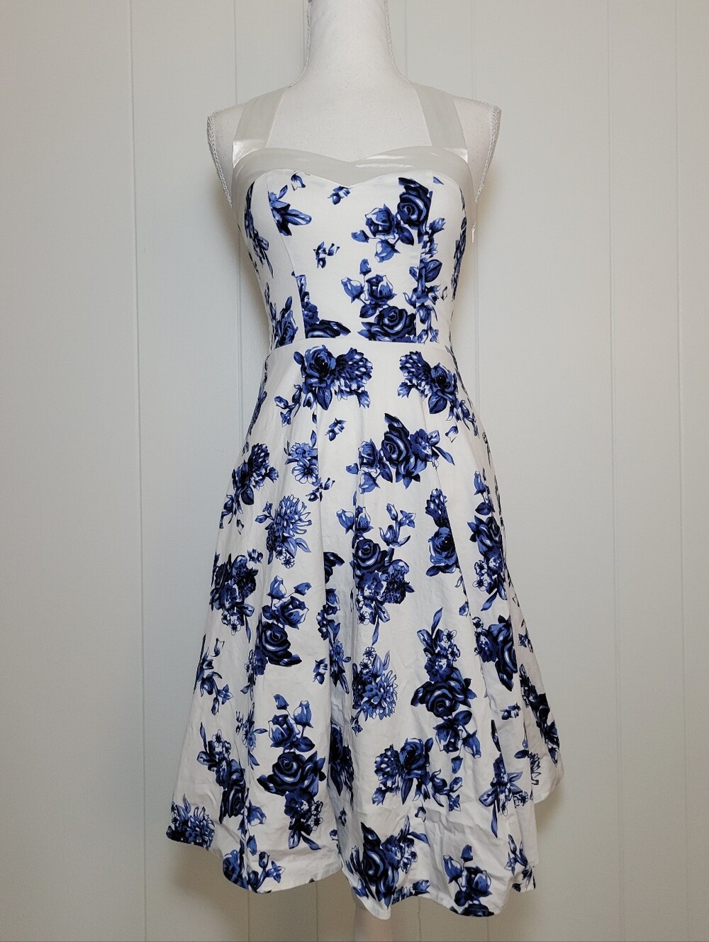 Dresstells Pin Up Dress Vintage Inspired Floral Roses Rockabilly Halter Swing XS